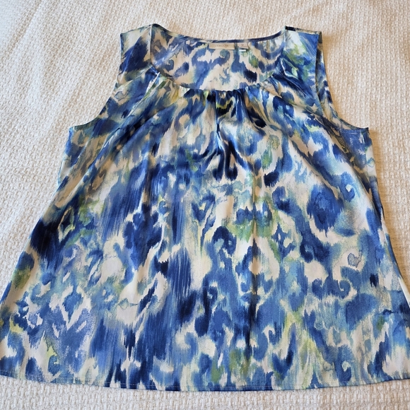 Chico’s Blue Green Abstract Print Sleeveless Tank Top Size 2 (M/L) - Picture 5 of 9